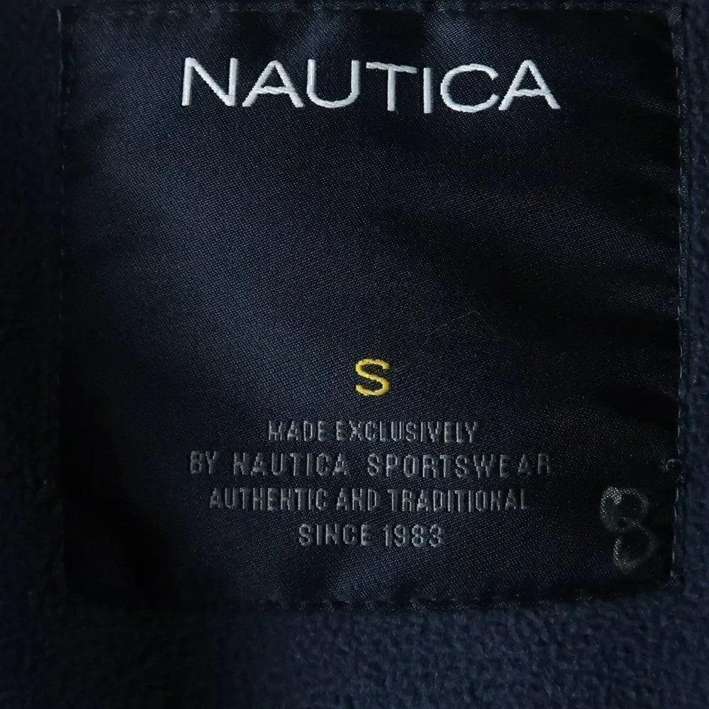 NAUTICA BLUE DOUBLE ZIP FLEECE LINED WINDBREAKER JACKET SIZE SMALL